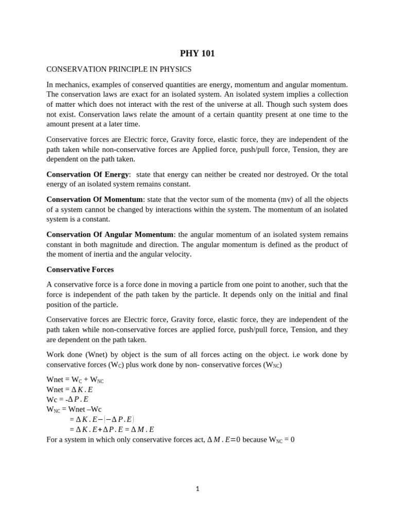 Conservation Principles in Physics | PDF | Force | Momentum