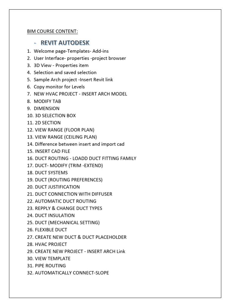 Comprehensive BIM Course Overview | PDF | Duct (Flow) | Autodesk Revit