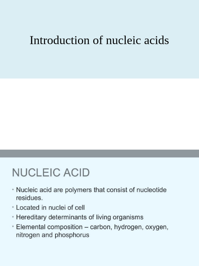Introduction of Nucleic Acids | PDF
