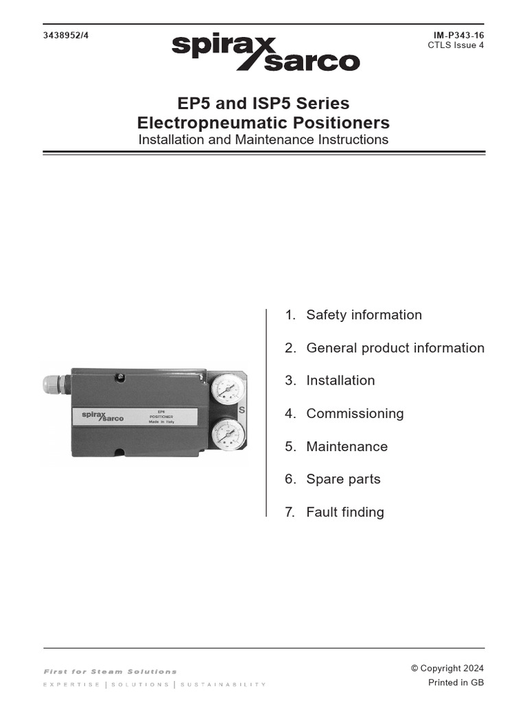 EP5 ISP5 Positioners Installation Guide | PDF | Valve | Amplifier