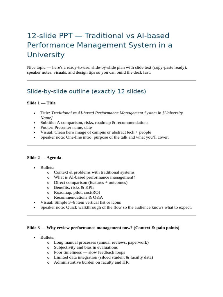 AI vs Traditional Performance Management | PDF | Performance Indicator ...