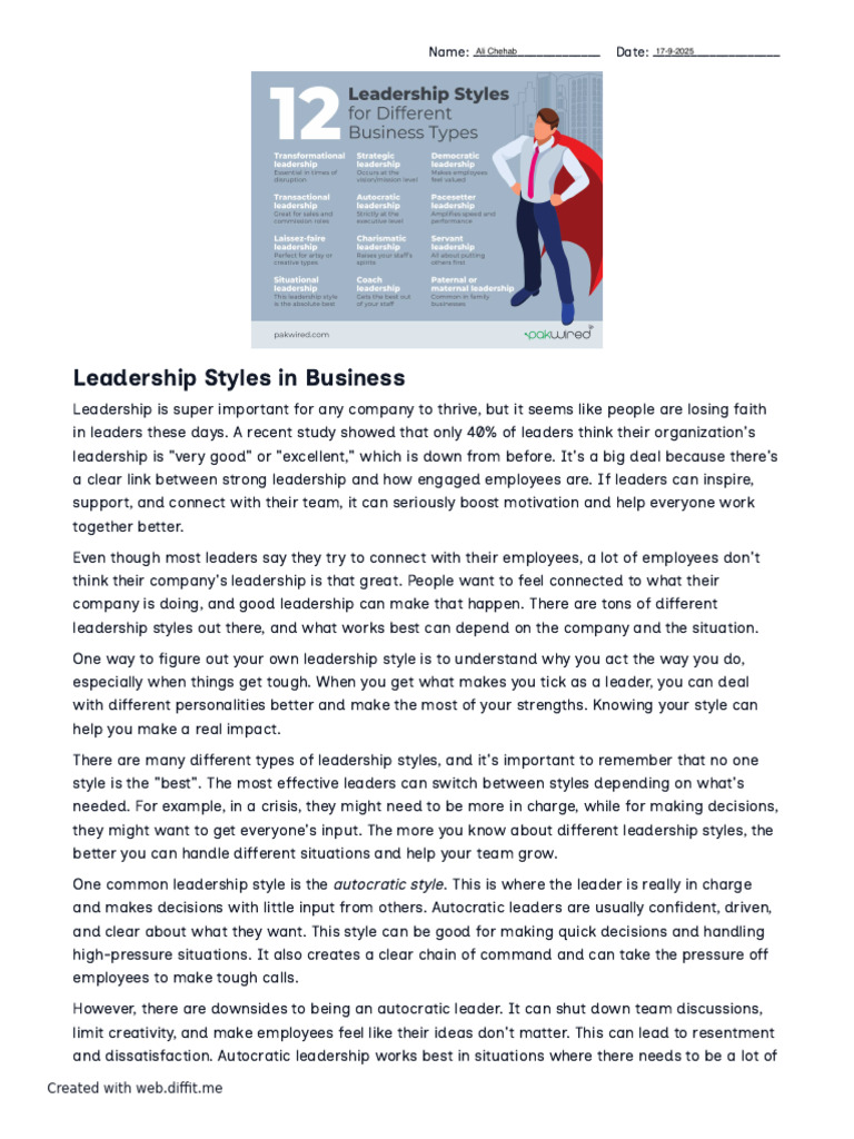 Leadership Styles and Employee Engagement | PDF | Leadership ...