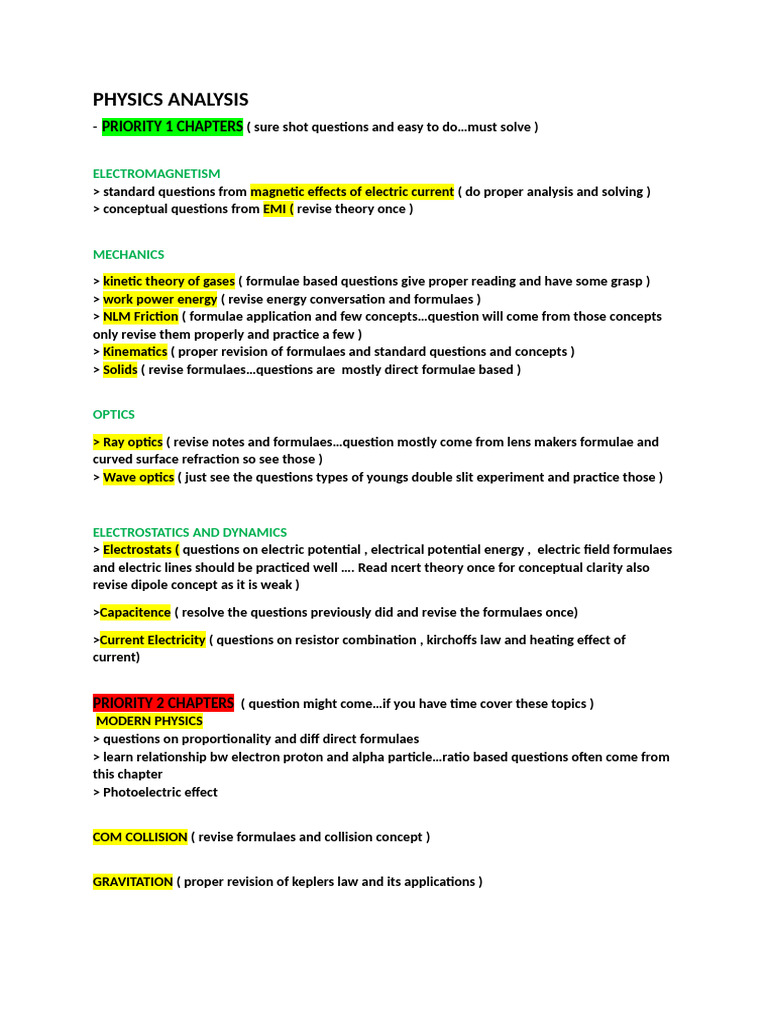 Essential Physics Topics for Exam Success | PDF