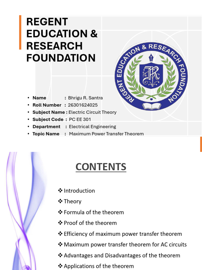 Maximum Power Transfer Theorem Explained | PDF | Electrical Engineering ...