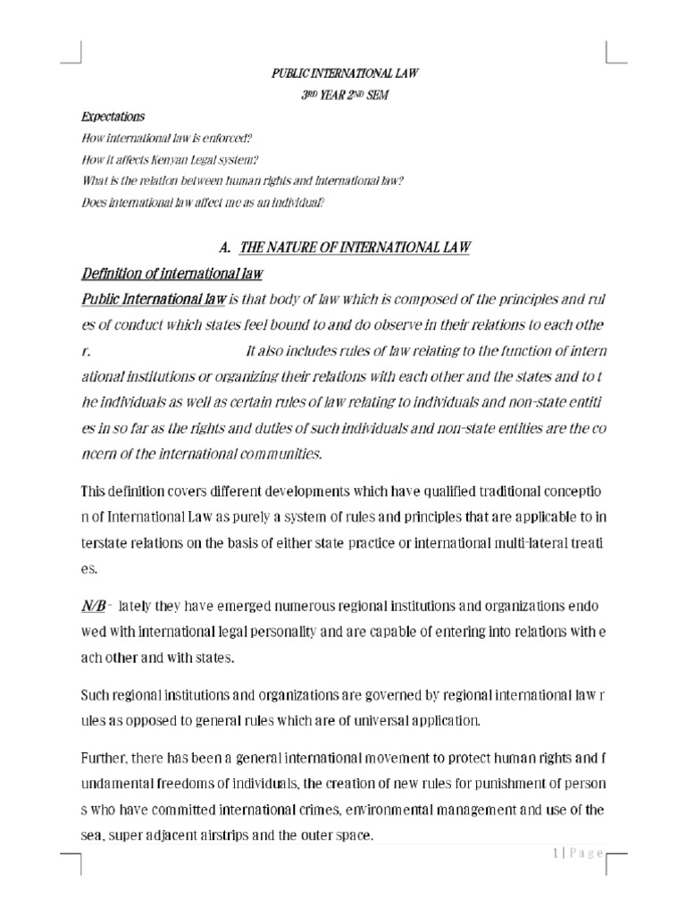 Public International Law Lecture Notes Phoenix | PDF
