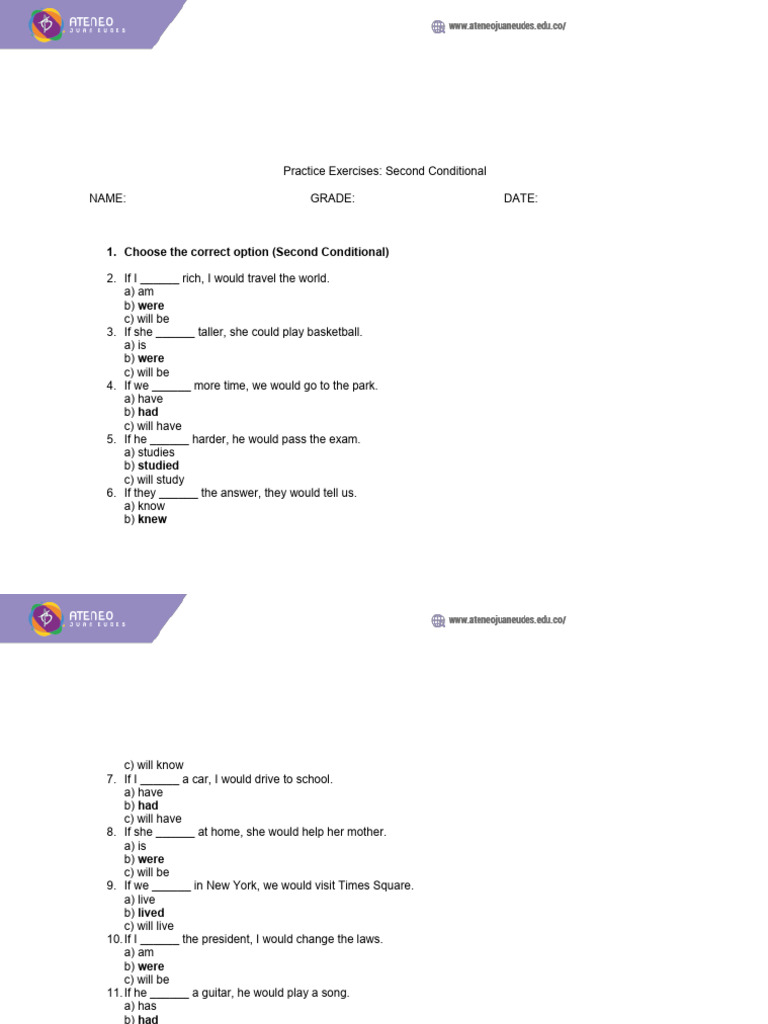 Second Conditional Practice Exercises | PDF