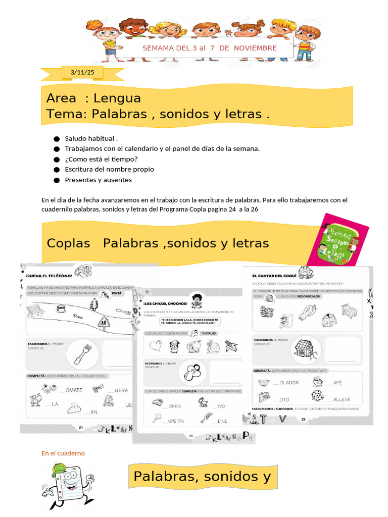 Actividades Educativas del 3 al 14 de Noviembre | PDF | Calendario