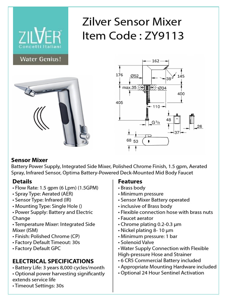 Zilver Sensor Mixer Specifications | PDF