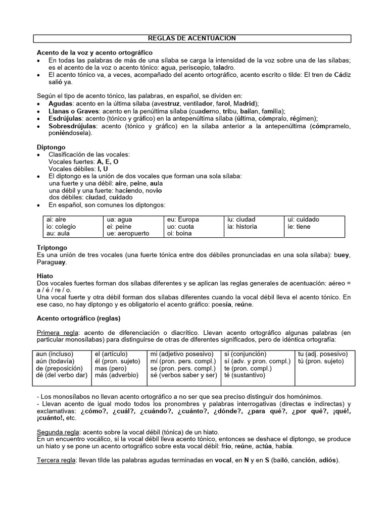 Reglas de Acentuación en Español | PDF | Lingüística | Fonética