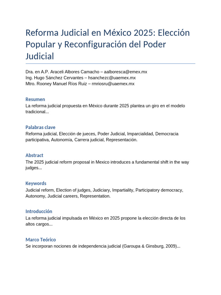 Reforma Judicial en México 2025: Elección de Jueces | PDF