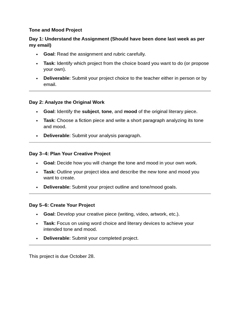 Tone and Mood Project | PDF
