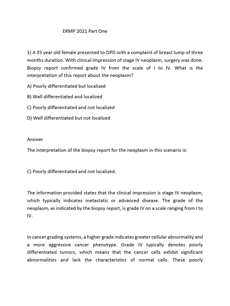 ERMP 2021 Part One With Answer | PDF | Esophagus | Breast Cancer