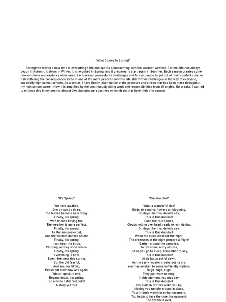 Spring Reflections: Poems on Change | PDF