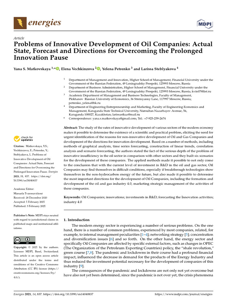 Problems of Innovative Development of Oil Companie | PDF | Methodology ...