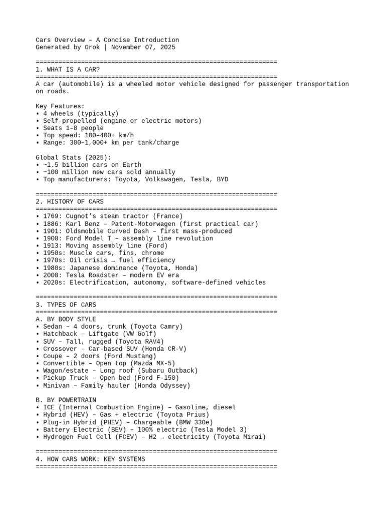 Cars | PDF