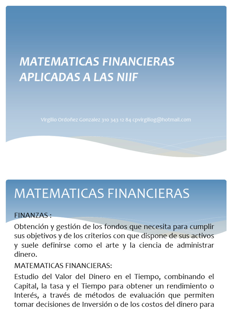 Matematicas Financieras 1 | PDF | Interés | Tasa interna de retorno