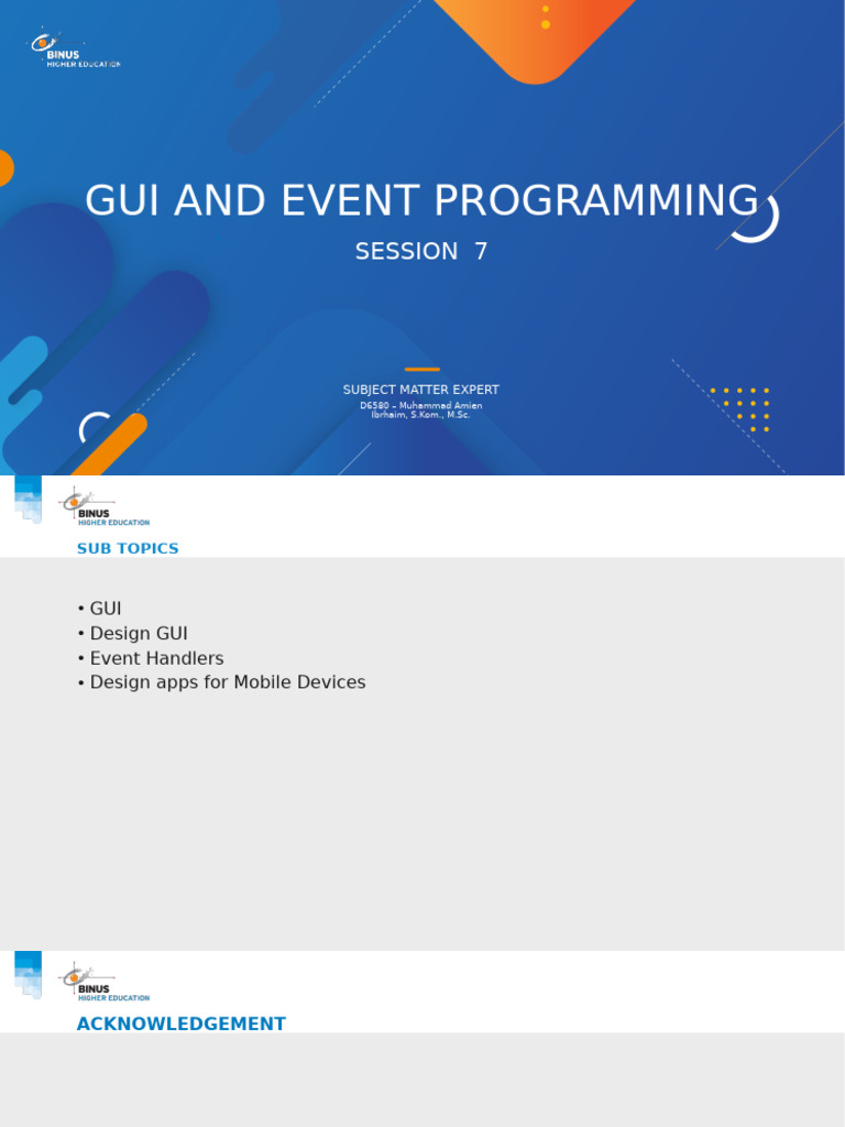 Session 7 - COMP6798001 - GUI and Event Programming | PDF | Graphical ...