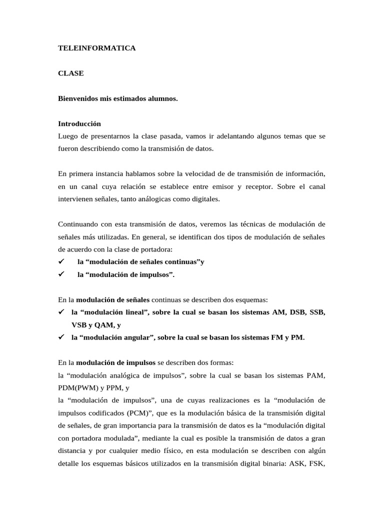 Modulación y Transmisión de Datos en Telecomunicaciones | PDF | Módem ...