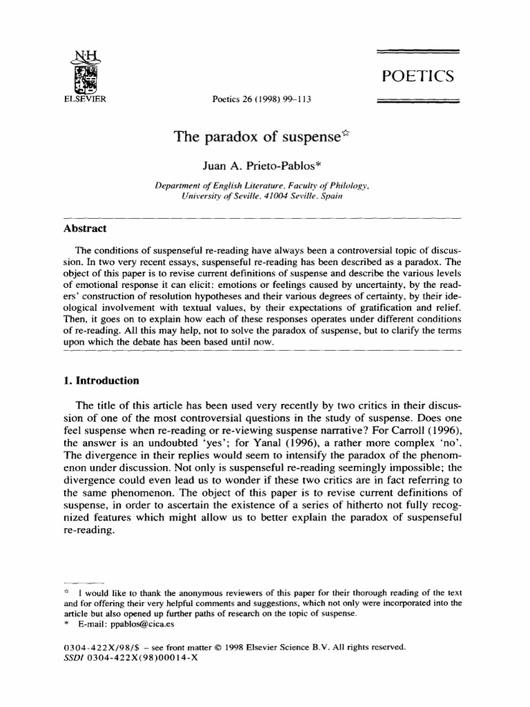 The Paradox of Suspense | PDF