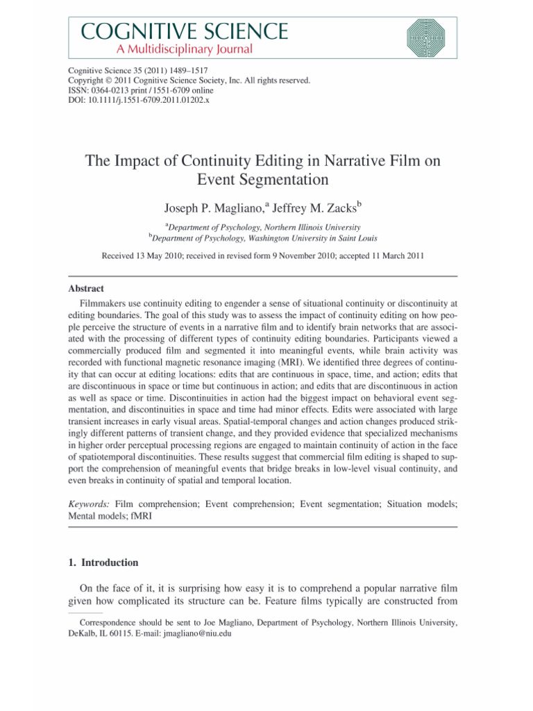 The Impact of Continuity Editing in Narrative Film On Event ...