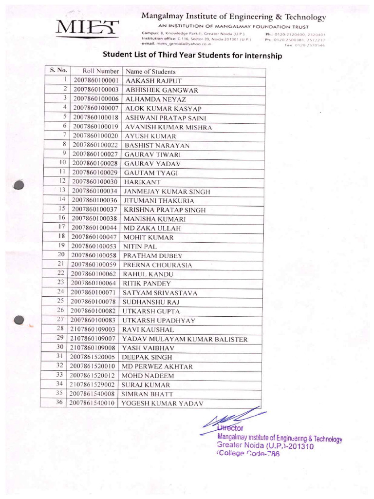 1.3.2 Internship List Certificates | PDF