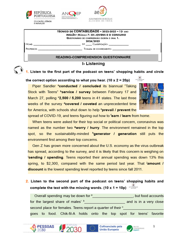 12º EAC QCE Mód 7 V1 12P1 | PDF | Consumerism | Credit