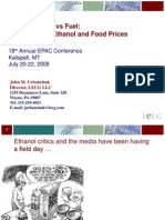 Food and Feed Vs Fuel: The Reality of Ethanol and Food Prices