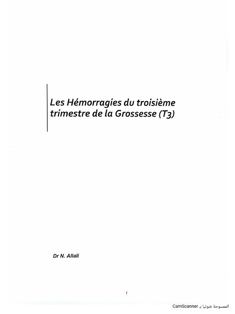 Les Hémorragie Du Troisime Trimestre de La Grossesse | PDF