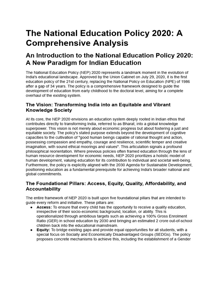 NEP 2020: Transforming Indian Education | PDF | Academic Degree | Pedagogy