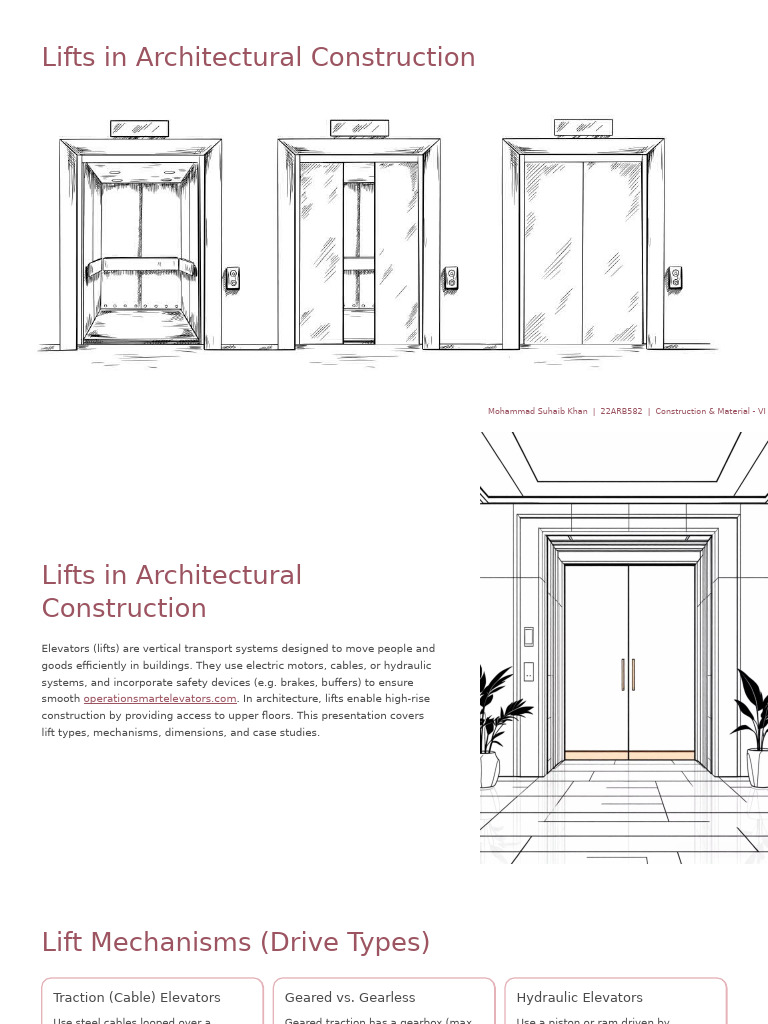 Lifts in Architectural Construction | PDF | Elevator | Engines