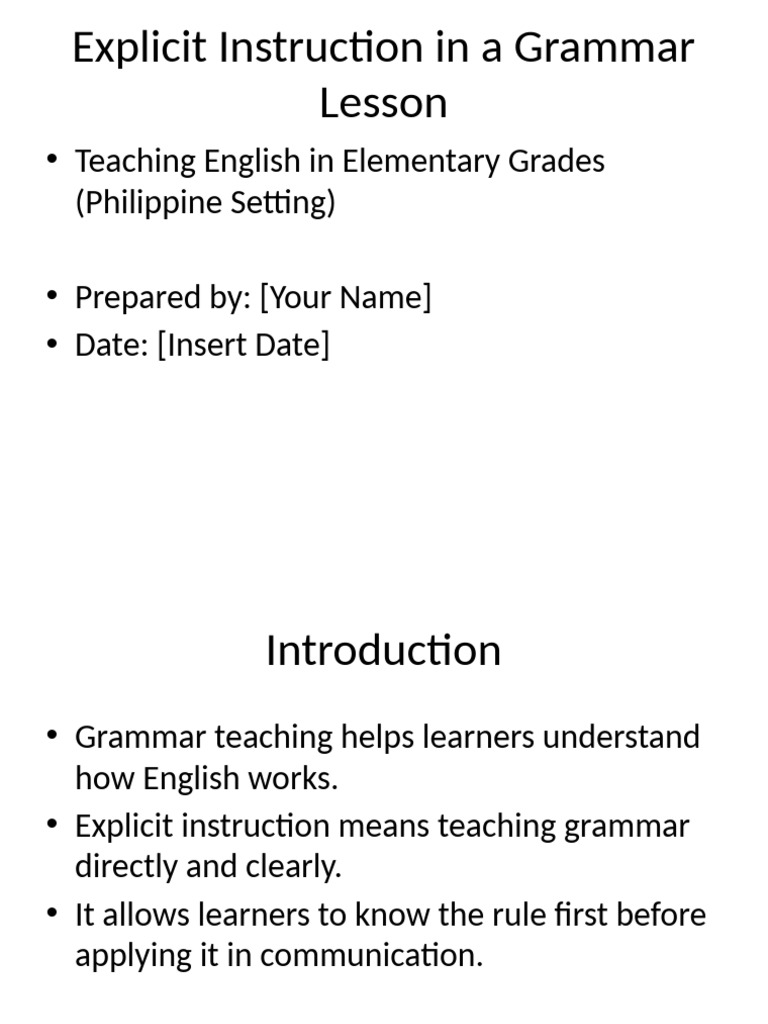 Explicit Grammar Instruction for Filipino Learners | PDF | Grammar ...