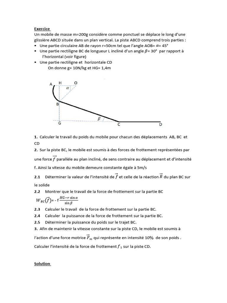 Exercice 'Application Corrige | PDF | Mouvement (Physique) | Sciences ...