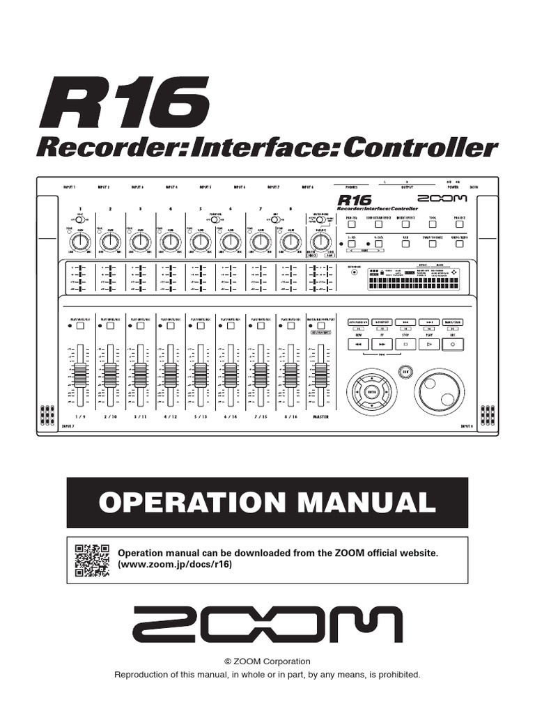 ZOOM R16 Operation Manual Guide | PDF | Sound Production Technology ...