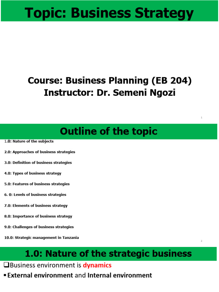 Business Strategy Overview and Approaches | PDF | Strategic Management ...