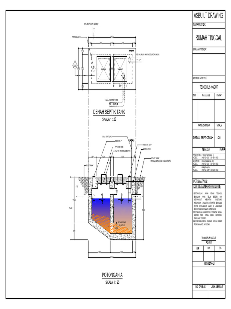 Denah Dan Detail Septic Tank | PDF