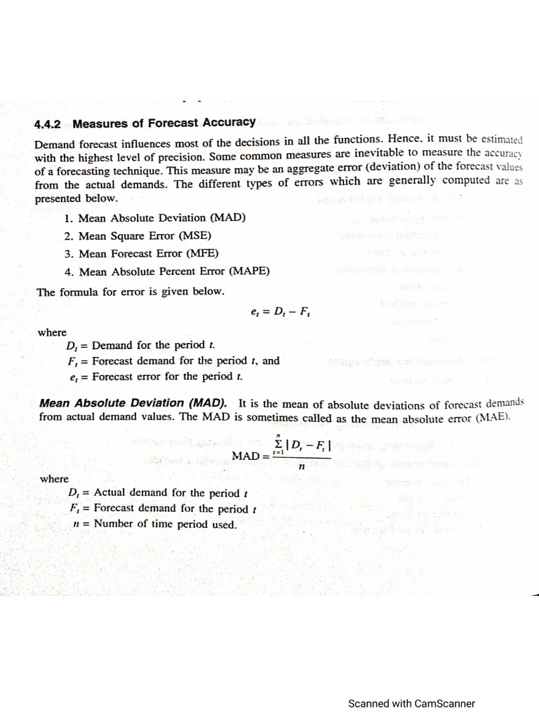 Forecasting Errors Pdf