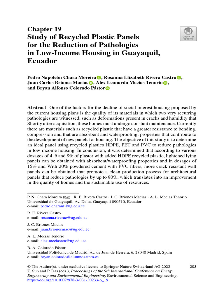 Study of Recycled Plastic Panels For The Reduction of Pathologies in ...