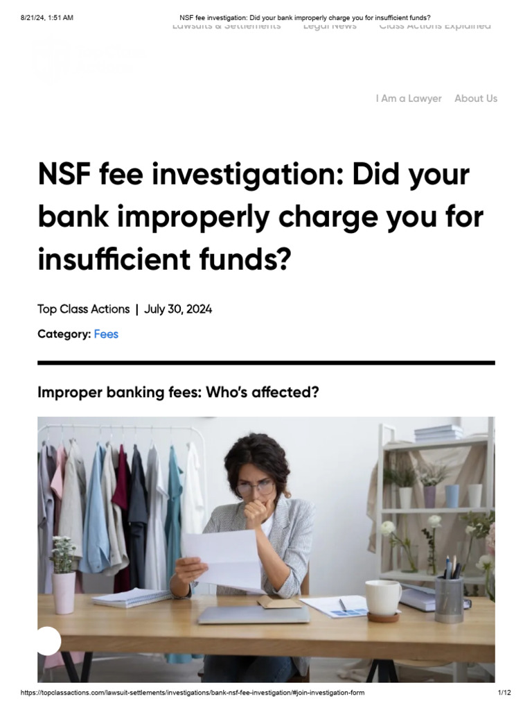 NSF Fee Investigation for Consumers | PDF | Overdraft | Fee