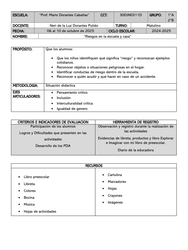 Prevención de Riesgos en Escuela y Hogar | PDF | Educación de la ...