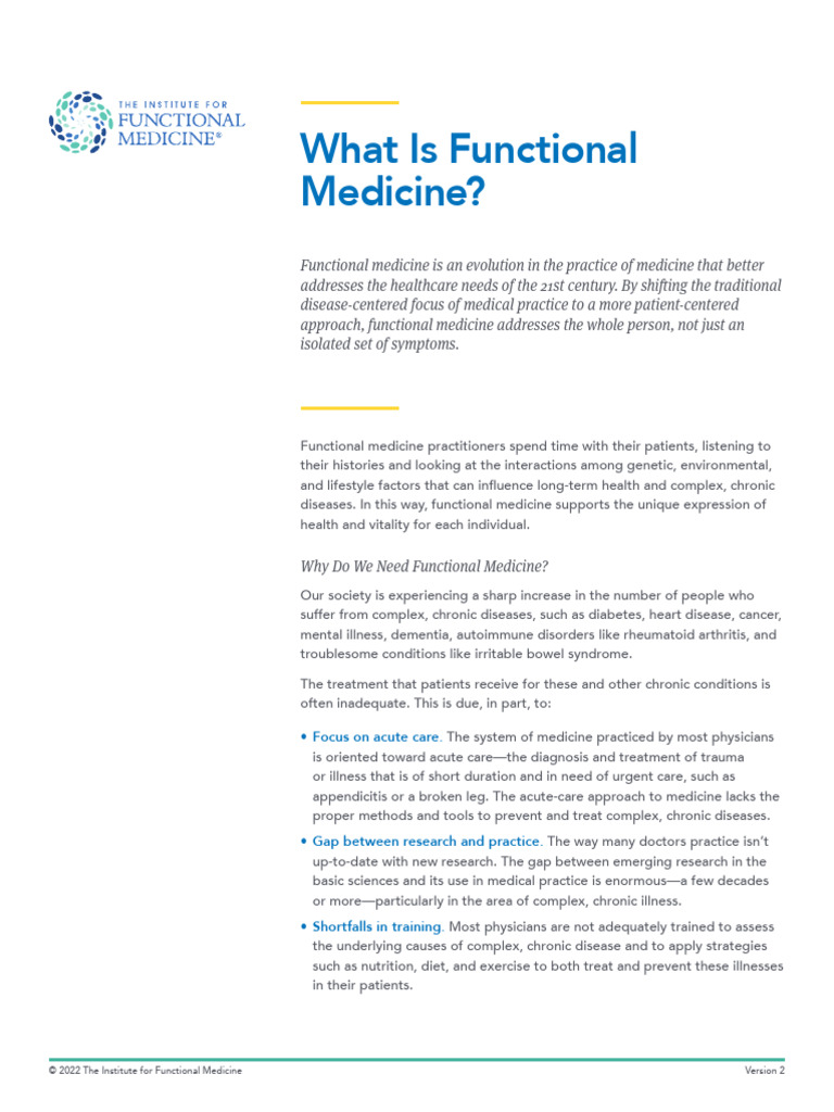 IFM What Is Functional Medicine | PDF | Medicine | Chronic Condition
