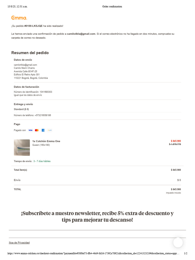 Order Confirmation | PDF