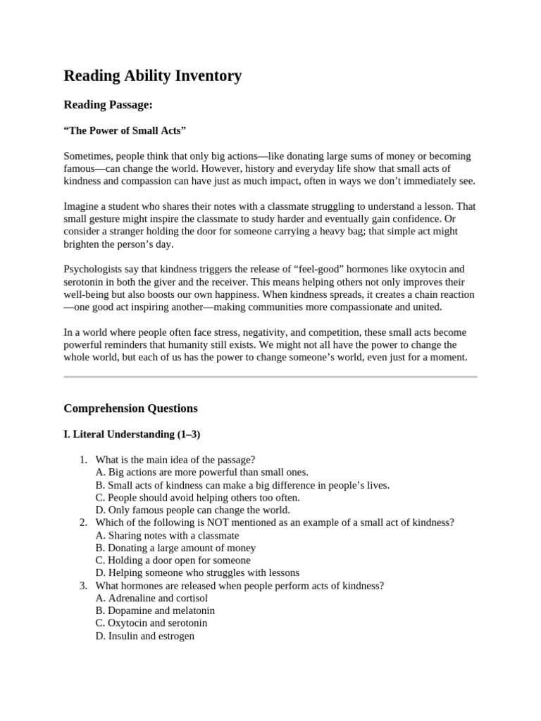 Impact of Small Acts of Kindness | PDF | Psychology | Behavioural Sciences