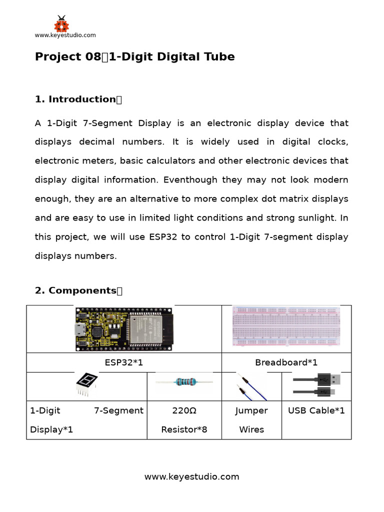 Control 1-Digit 7-Segment Display with ESP32 | PDF | Vacuum Tube | Anode