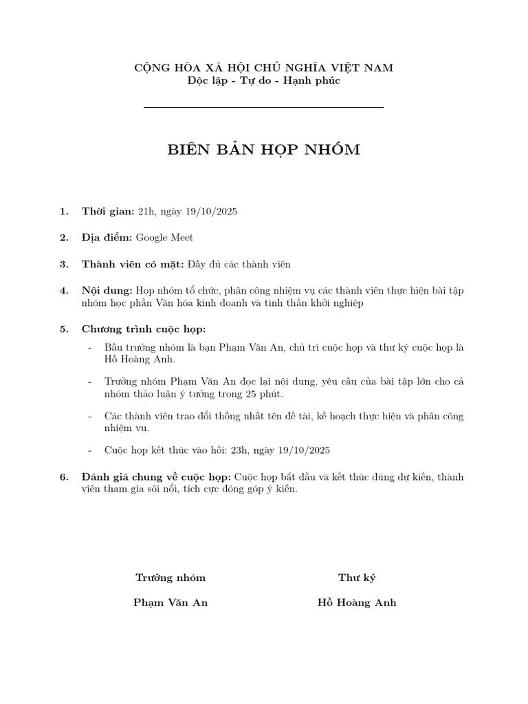 Biên - bản - họp - nhóm 1 | PDF