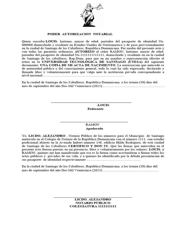Poder Notarial para Retiro de Documento | PDF | Ley común | Derecho ...