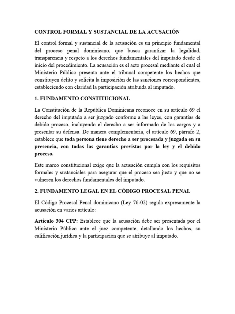 Control de la Acusación Penal Dominicana | PDF | Debido al proceso ...