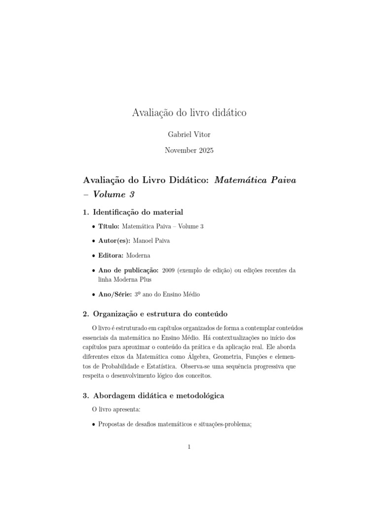 Avaliação Do Livro Didático | PDF | Matemática