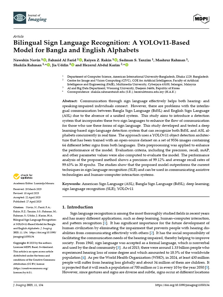 Bilingual Sign Language Recognition Model | PDF | Sign Language ...