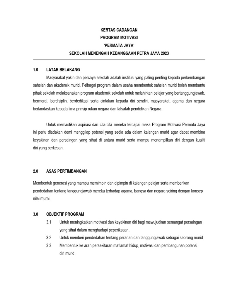 Program Motivasi Permata Jaya 2023 | PDF