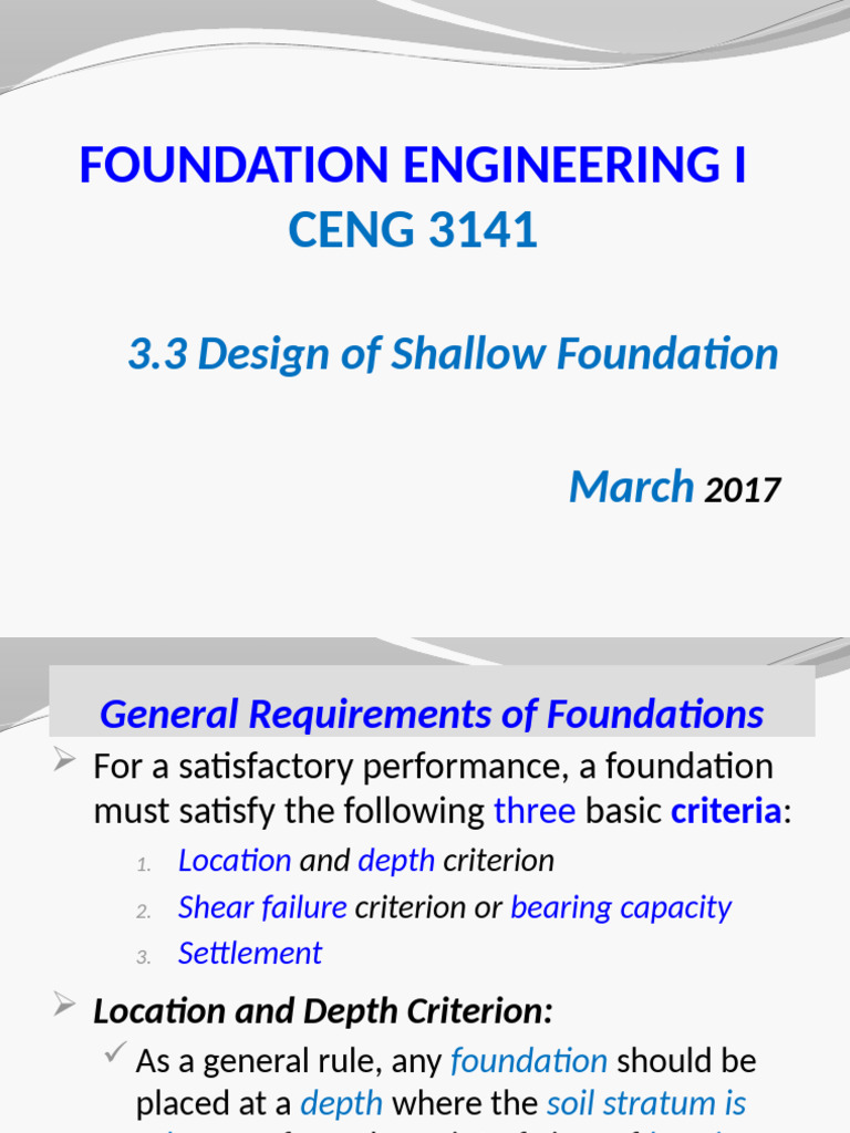 Shallow Foundation Design Principles | PDF | Strength Of Materials ...